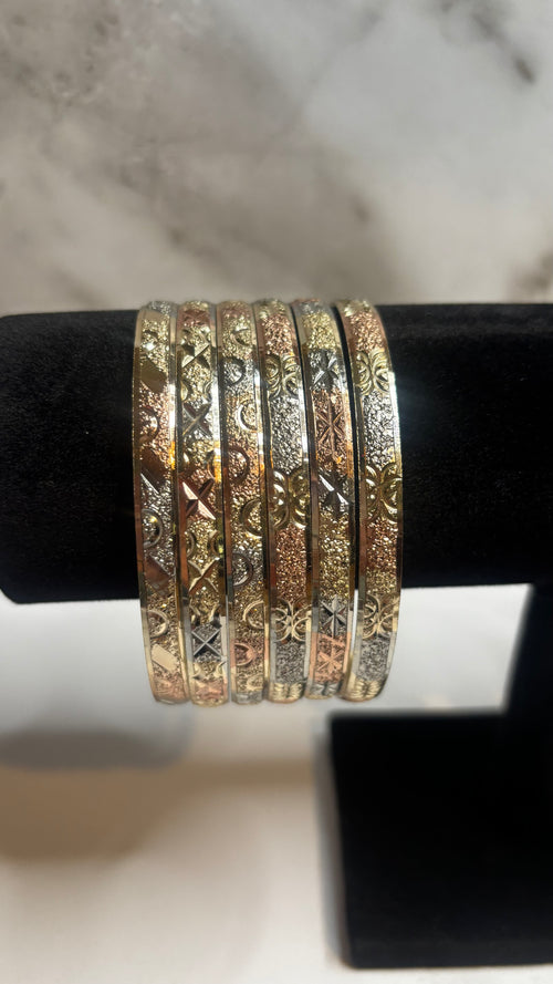 Gold Three Tone Bangles