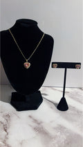 Iced Heart Gold Necklace & Earrings
